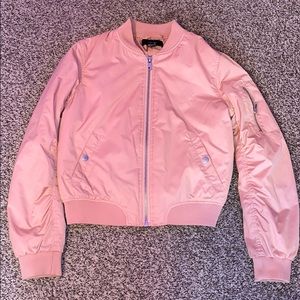 dusty pink bomber jacket